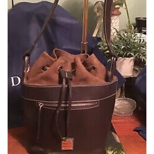 Dooney Bourke Brown Beacon Vachetta Leather Drawstring Bucket Shoulder Bag